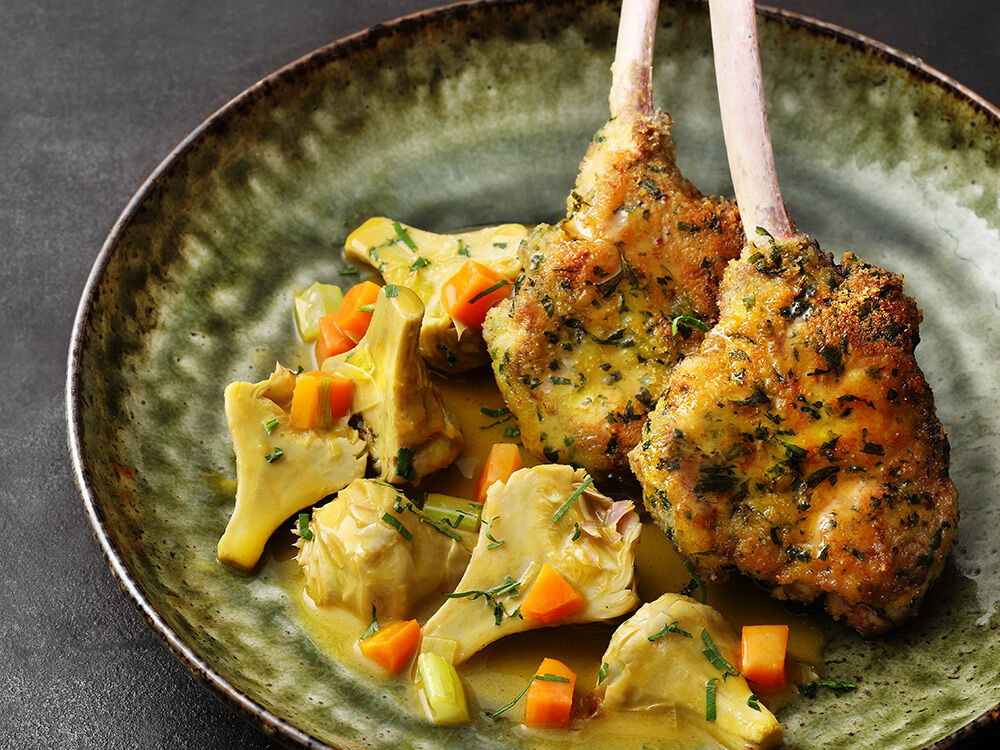 Rezept: Artischocken mit Lammkoteletts Rezept: Artischocken mit Lammkoteletts